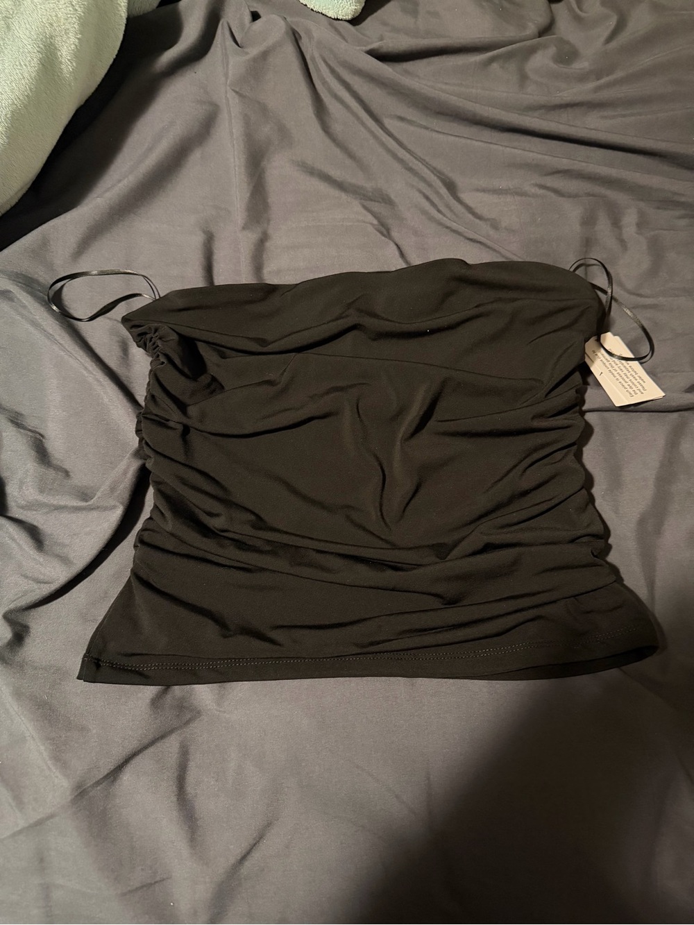 Black Ruched Strapless tube top